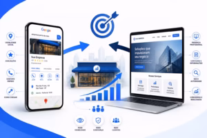 Perfil da Empresa no Google e site profissional comparados para negócios locais.
